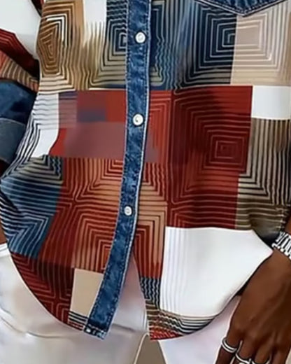 Van Dann | Kleurblok Shirt met Modieuze Kraag