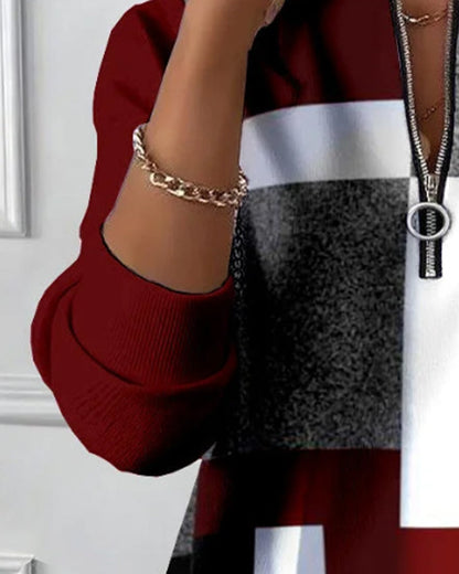 Van Dann | Casual Trui met Halve Rits en Print