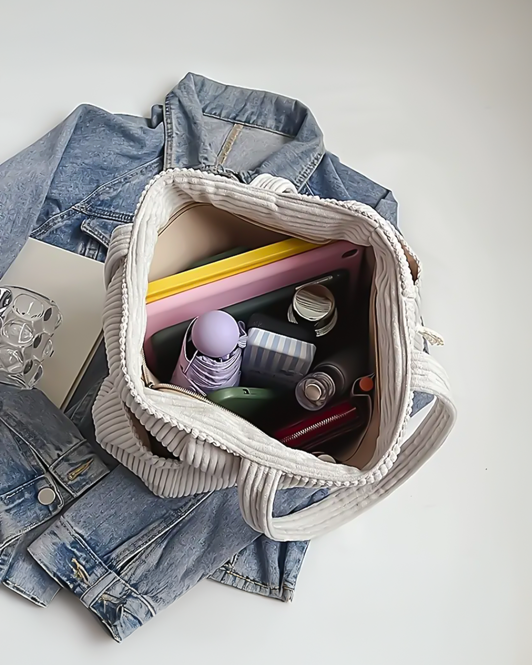 Van Dann | Geribbelde Totetas met Koorddetail