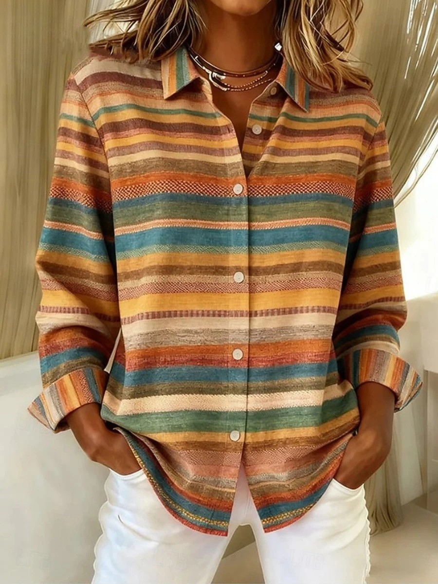 Van Dann | Geruite Damesblouse met Lange Mouwen